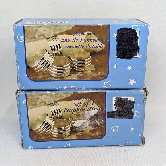 Set of 8 Elegance Silver Plate Napkin Rings Vintage Ribbed - Picture 6 of 7